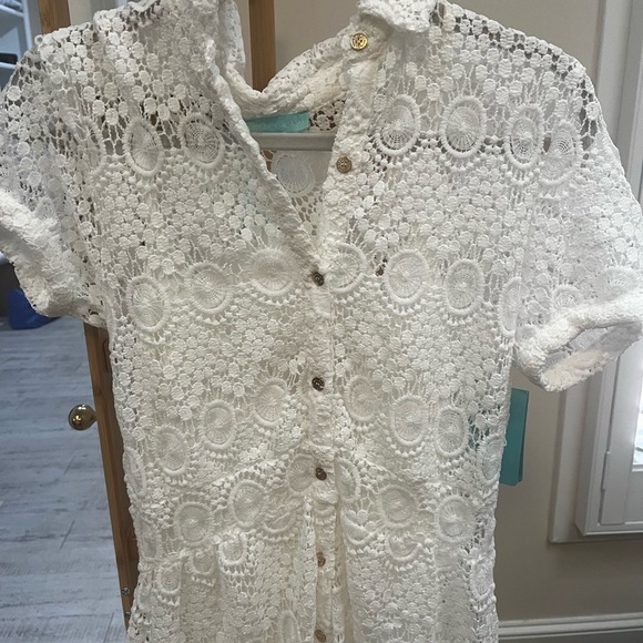 APRIL CREAM LACE MIDI BUTTON-DOWN SHIRT DRESS NWT!!!! Small - Picture 10 of 11